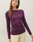 SHIRRED BOATNECK TOP