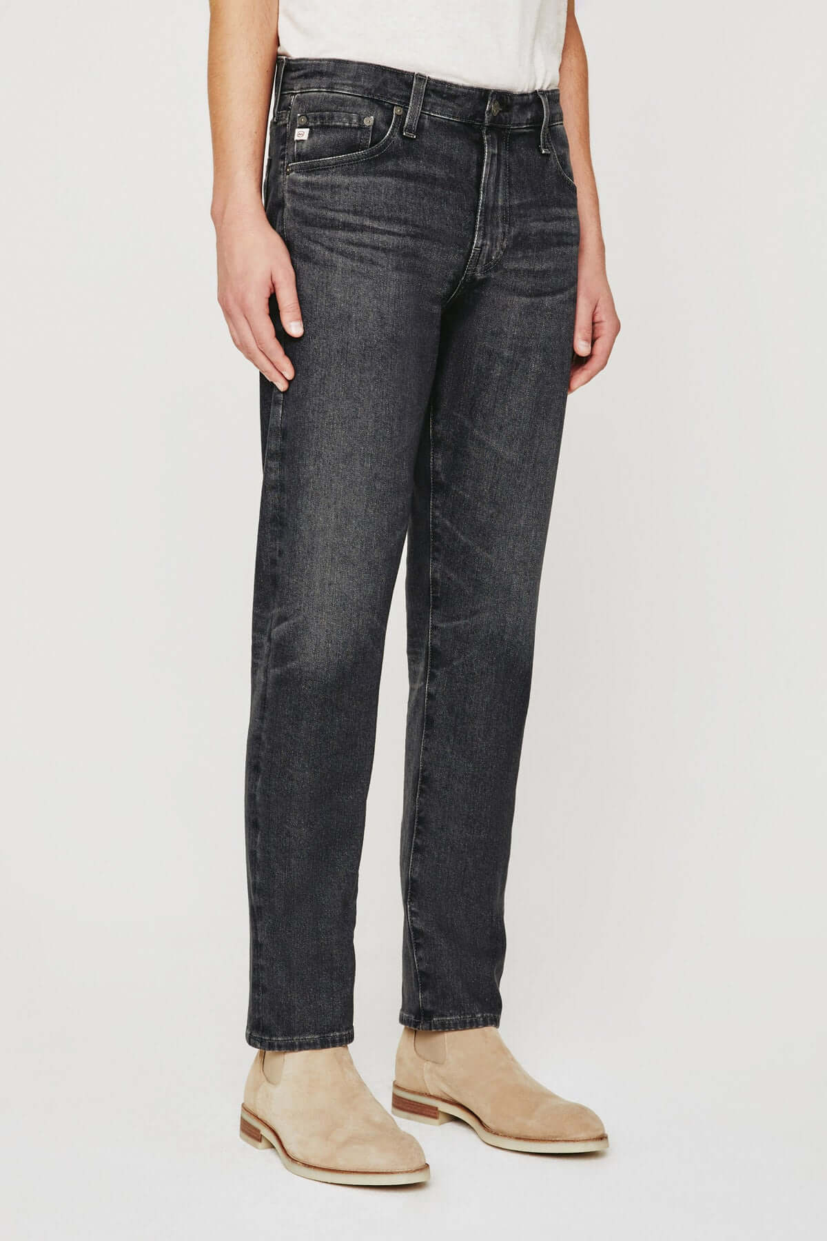 ag jeans dylan slim fit jean in 13 years curtis grey, front view