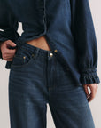 RUFFLE SHIRT IN FALL BLUES AURA
