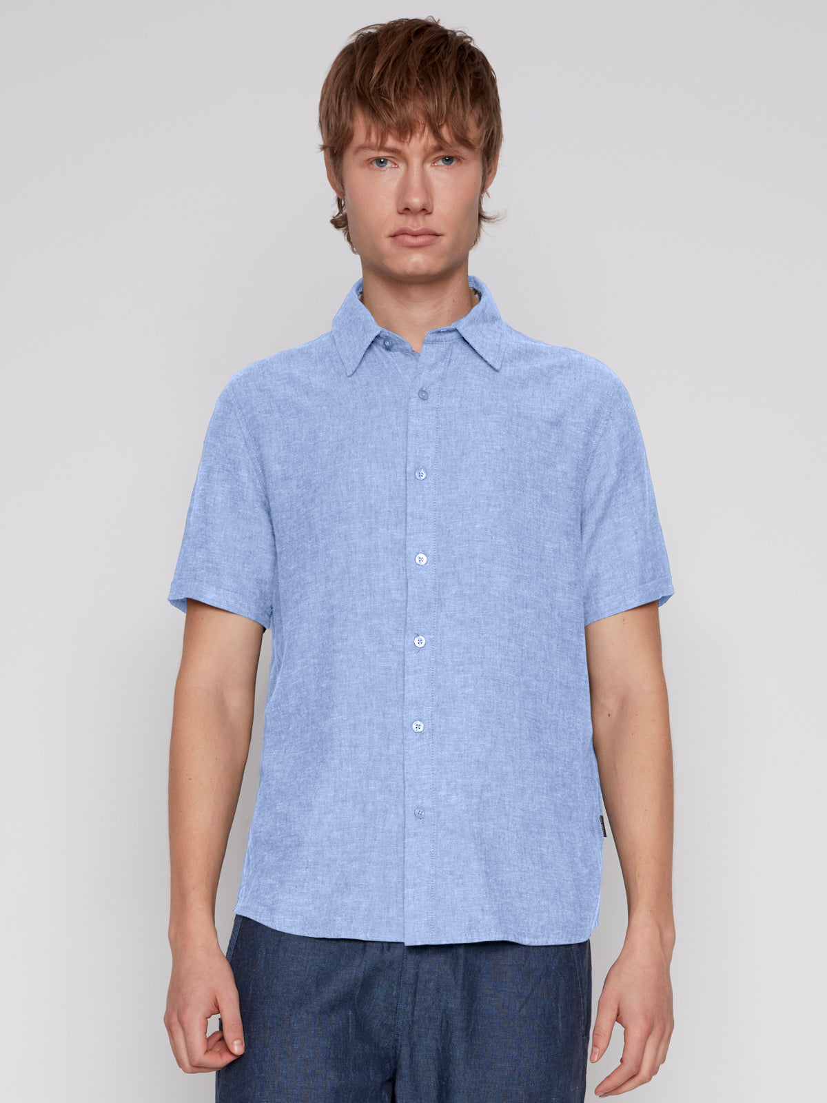 Mens Linen Blend Short Sleeve Shirt Riviera