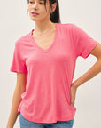LINEN BLEND V-NECK TEE