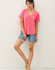 LINEN BLEND V-NECK TEE
