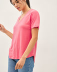 LINEN BLEND V-NECK TEE