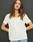 LINEN BLEND V-NECK TEE