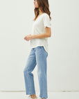 LINEN BLEND V-NECK TEE