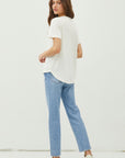 LINEN BLEND V-NECK TEE
