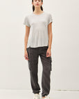 LINEN BLEND FINE STRIPE TEE