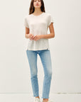 LINEN BLEND FINE STRIPE TEE