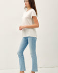 LINEN BLEND FINE STRIPE TEE