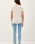LINEN BLEND FINE STRIPE TEE