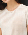 LINEN BLEND FINE STRIPE TEE