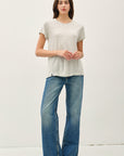 LINEN BLEND FINE STRIPE TEE
