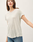 LINEN BLEND FINE STRIPE TEE