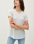 LINEN BLEND FINE STRIPE TEE