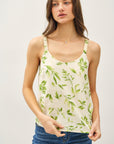 LEAF PRINT SCRUNCH STRAP TANK