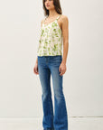 LEAF PRINT SCRUNCH STRAP TANK