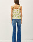 LEAF PRINT SCRUNCH STRAP TANK