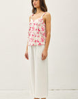 LEAF PRINT SCRUNCH STRAP TANK