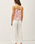 LEAF PRINT SCRUNCH STRAP TANK