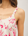 LEAF PRINT SCRUNCH STRAP TANK