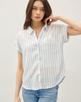 STRIPED ROLLED SHORT SLEEVE SHIRT