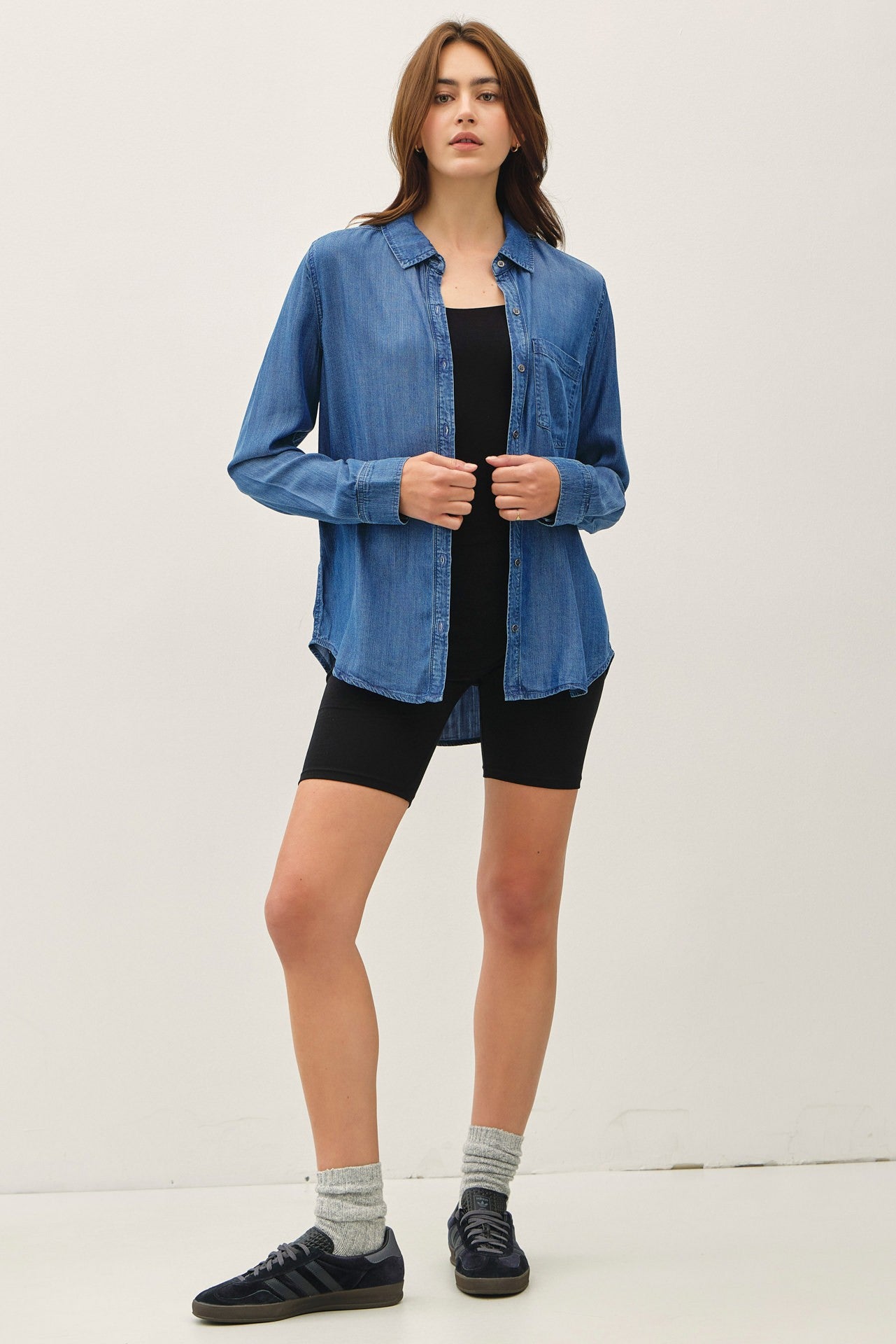 DENIM LOOK TENCEL SHIRT