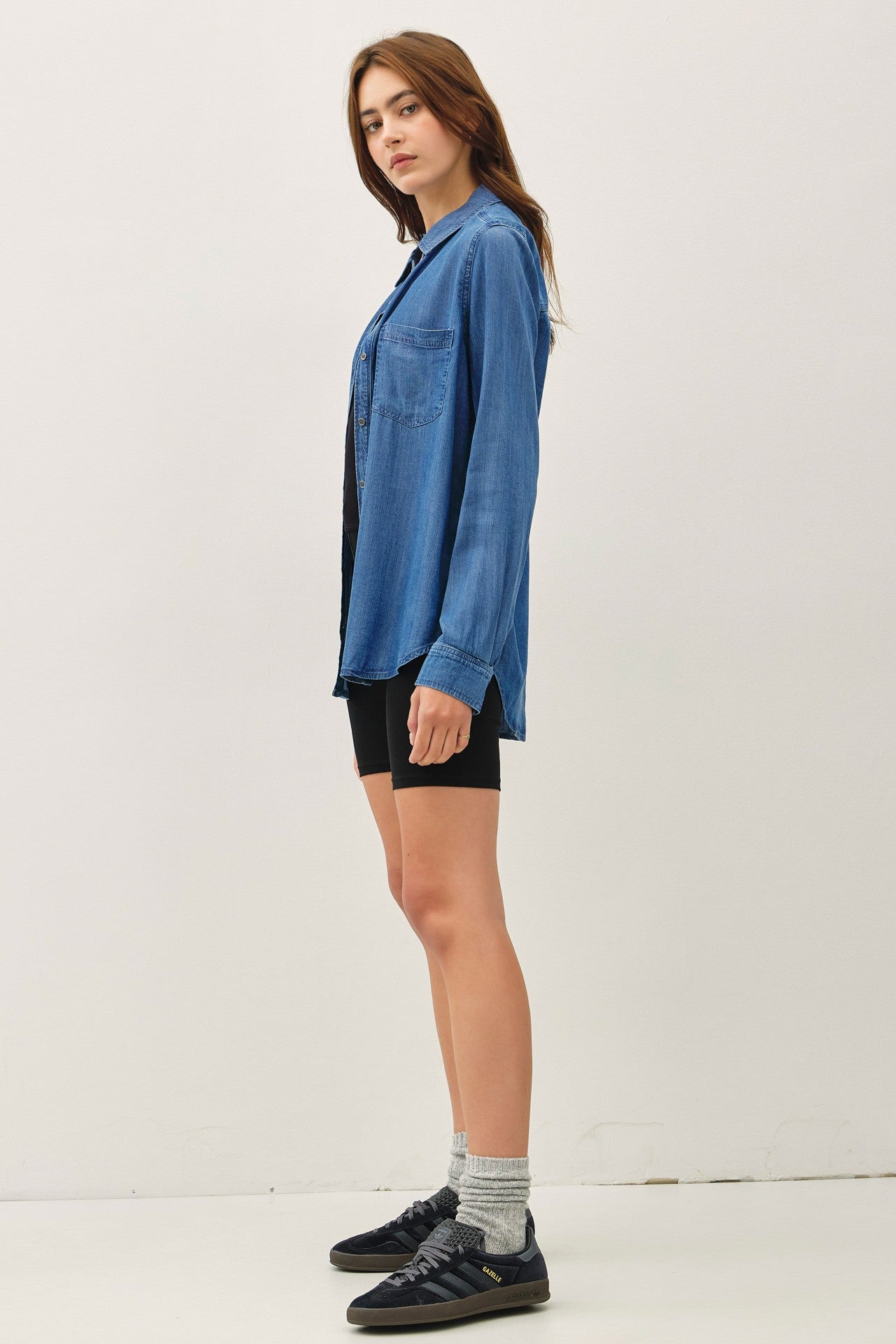 DENIM LOOK TENCEL SHIRT