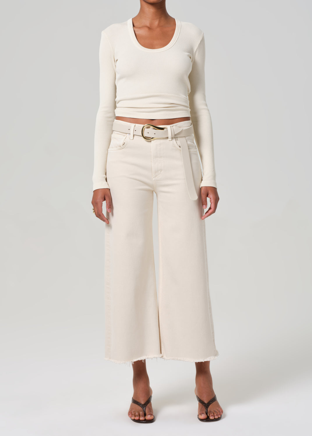 LYRA WIDE LEG CROP IN ALMONDETTE