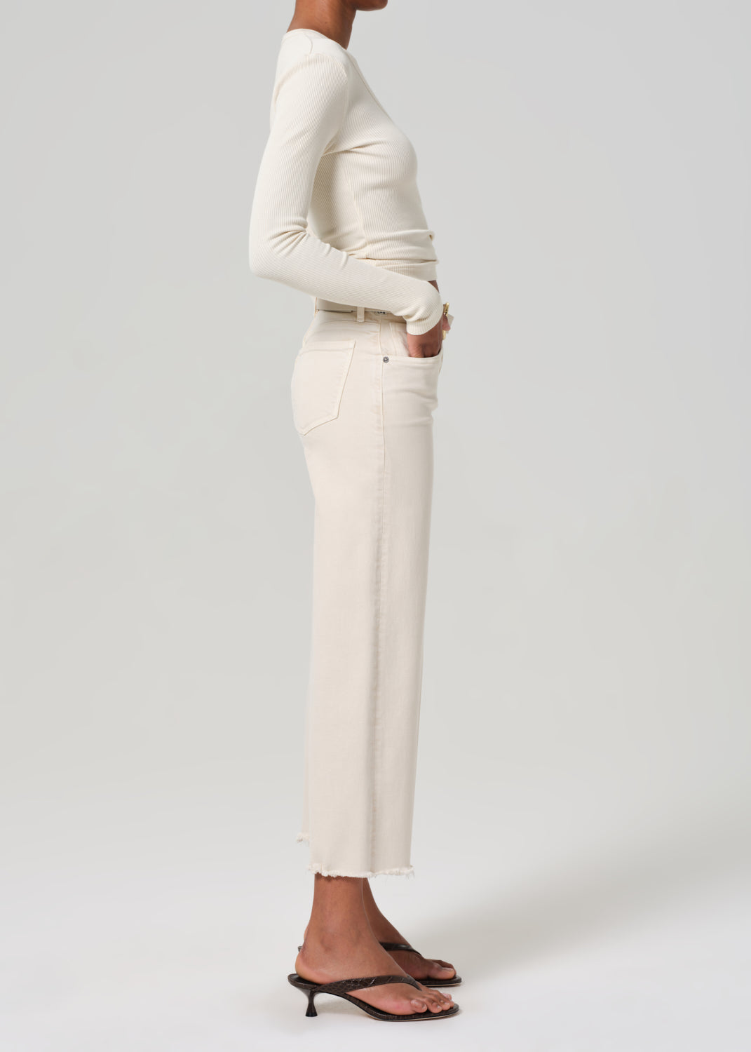 LYRA WIDE LEG CROP IN ALMONDETTE