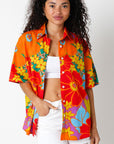 FLORAL PUNCH 1/2 SLEEVE BUTTON UP SHIRT