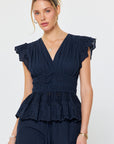 EMBROIDERED V-NECK PEPLUM BLOUSE