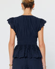 EMBROIDERED V-NECK PEPLUM BLOUSE