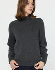 RIB DETAIL CASHMERE BLEND TURTLENECK SWEATER