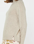 RIB DETAIL CASHMERE BLEND TURTLENECK SWEATER
