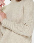 RIB DETAIL CASHMERE BLEND TURTLENECK SWEATER