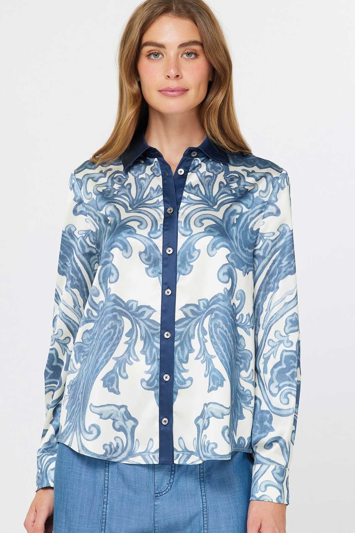 CONTRAST TRIM PAISLEY SHIRT