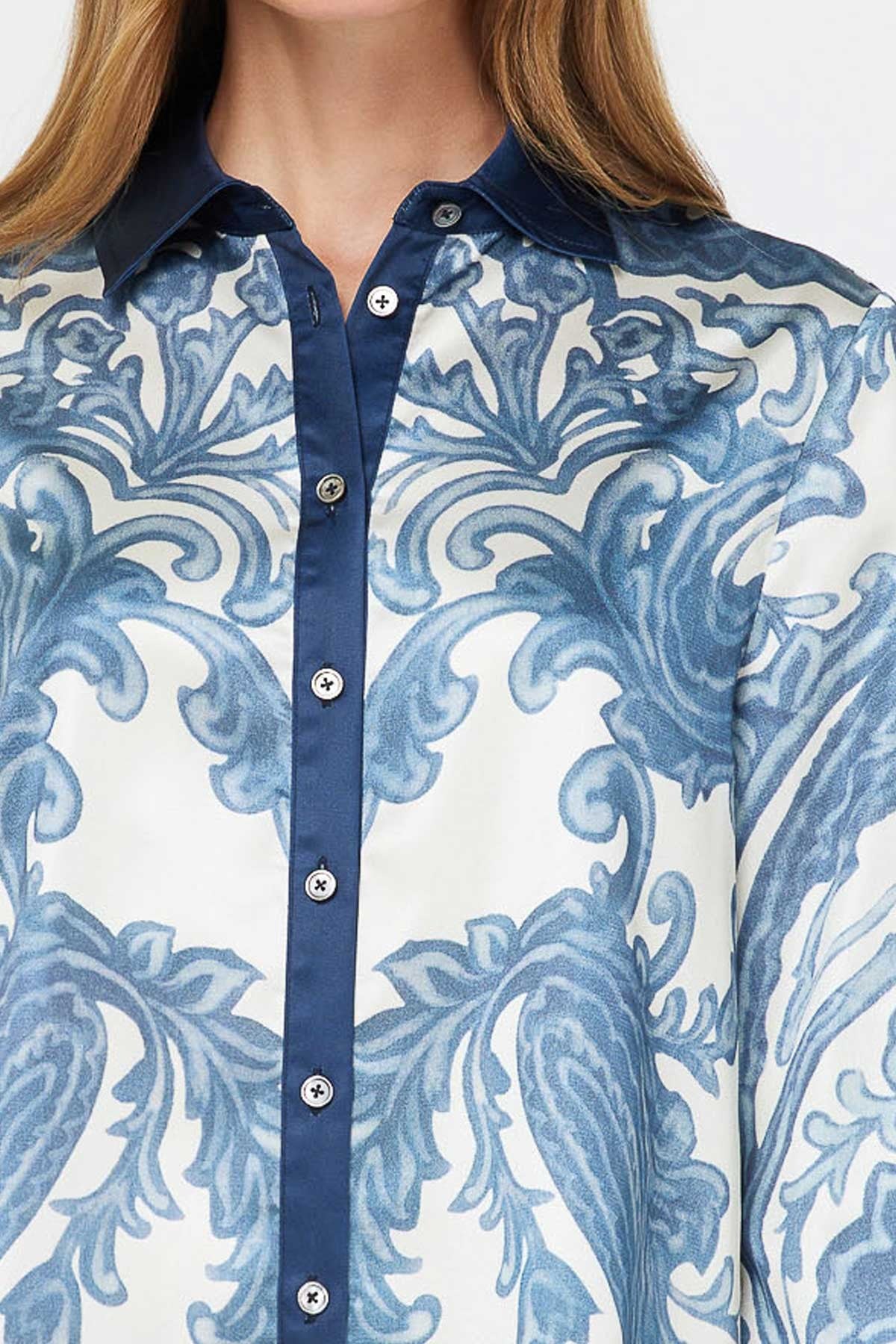 CONTRAST TRIM PAISLEY SHIRT