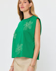 EMBROIDERED COTTON SLEEVELESS TOP