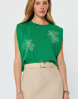 EMBROIDERED COTTON SLEEVELESS TOP