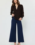 FLORAL JACQUARD SPLIT NECK BLOUSE