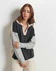 RAELYN COLOUR BLOCK JOHNNY COLLAR SWEATER