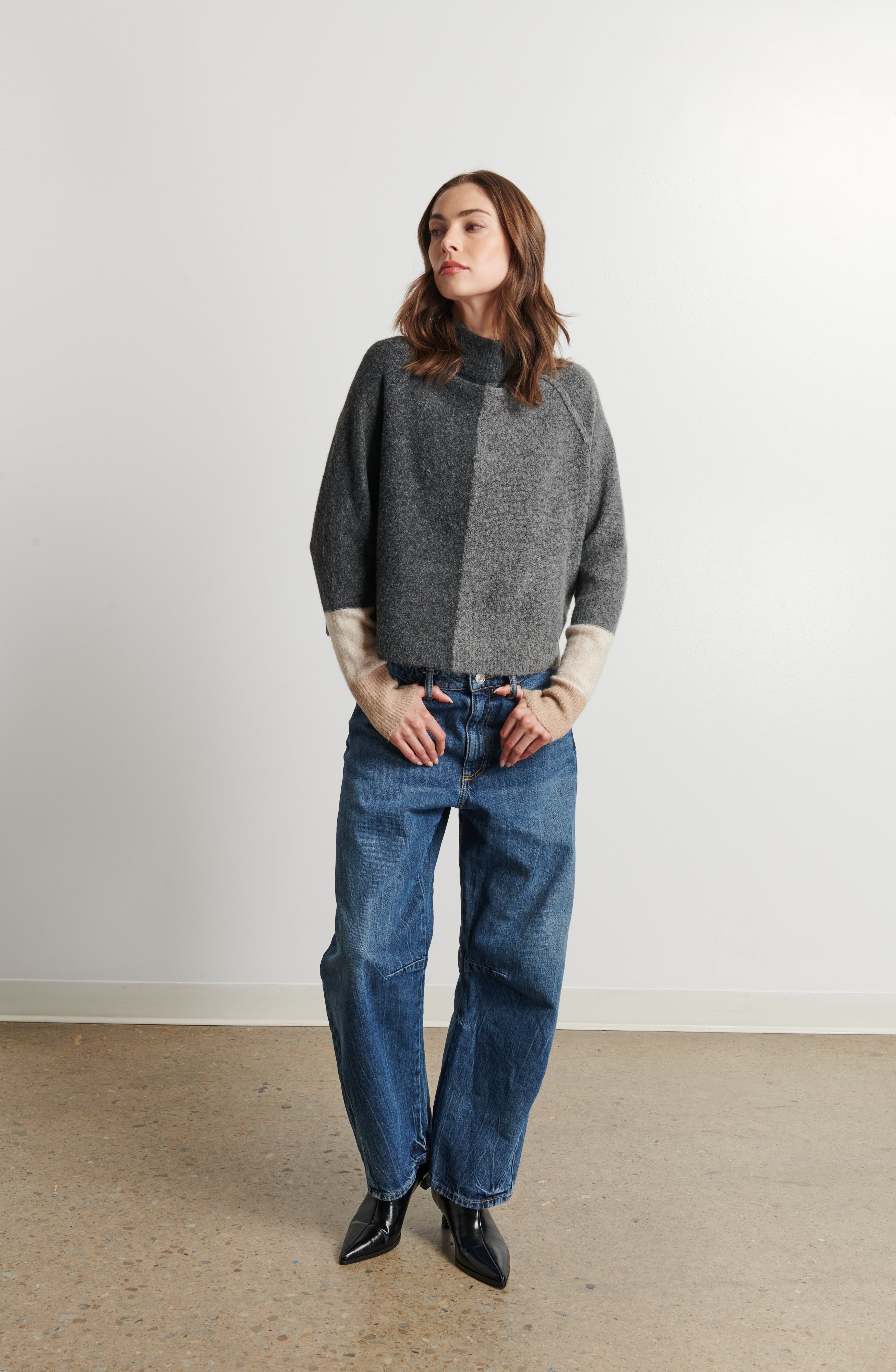 PIPPA COLOUR BLOCK MOCK NECK SWEATER