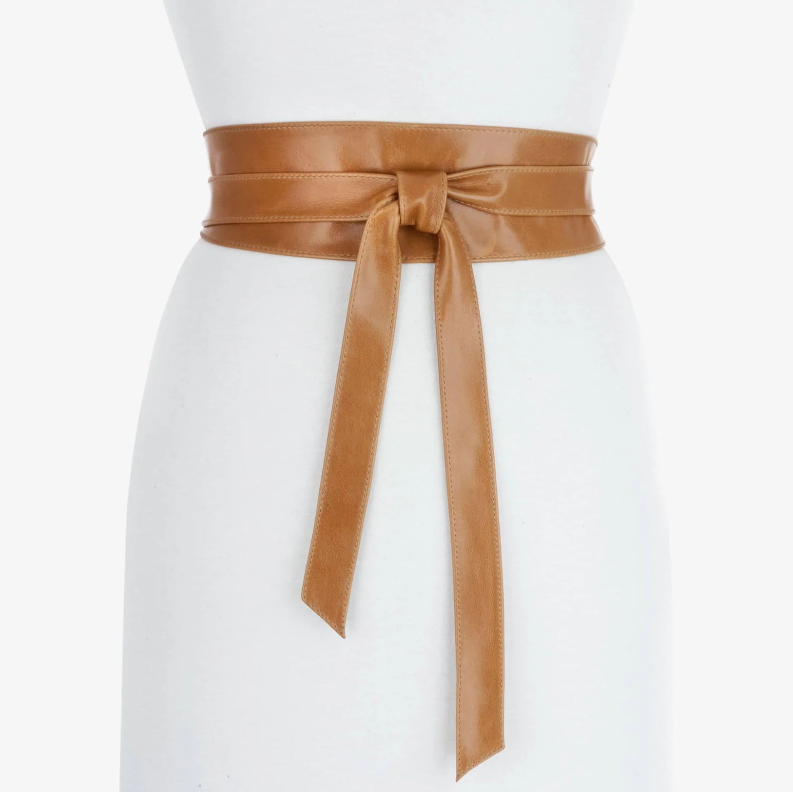 Brave Brown Distressed Leather Nida / Manana Wrap Obi Kimono Belt - O/S ?? Camel Brown Leather Obi Belt With Tassels – Handmade Boho  main image 3