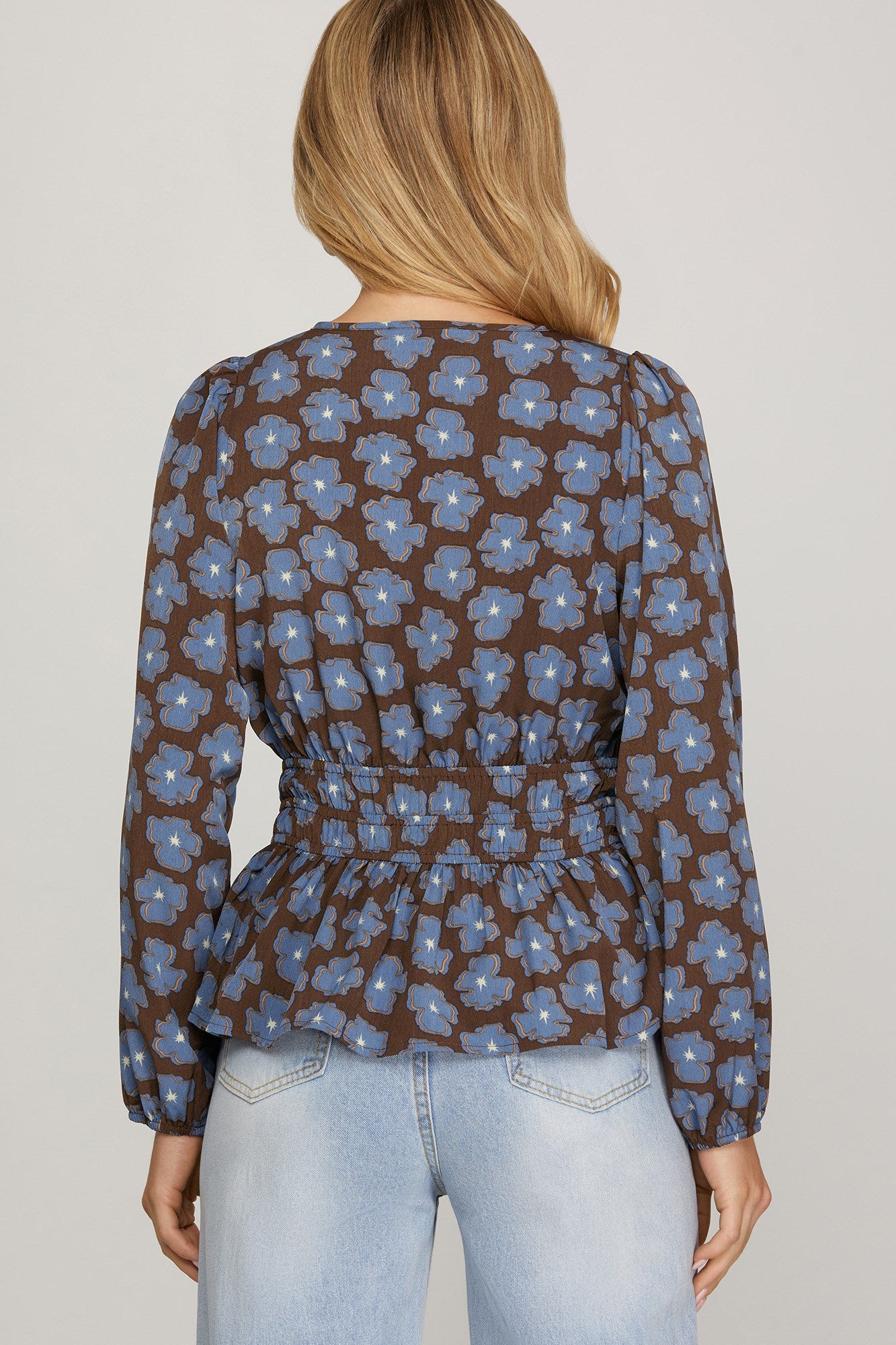 FLORAL BLOUSE WITH GATHERED WAIST
