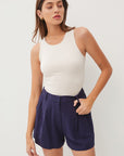 LINEN BLEND PLEATED SHORTS