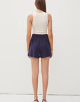 LINEN BLEND PLEATED SHORTS