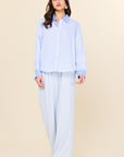 CONTRAST PLACKET STRIPED LONG SLEEVE SHIRT