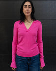 JOHNNY COLLAR FINE KNIT SWEATER