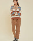 STRIPED BUTTON COLLAR SWEATER