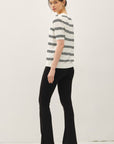 TRIPLE STRIPE SHORT SLEEVE SWEATER